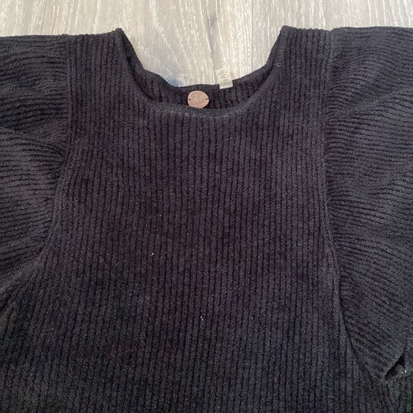 Free People black velour flutter short sleeve top - Picture 3 of 3
